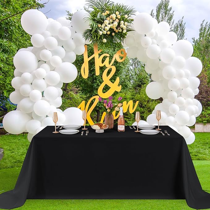 Fitable Black Tableclothes for Rectangle Tables, 6 Pack - 90 x 132 Inch - Reusable and Elegant Tablecloths, Polyester Fabric Table Covers for Wedding, Party, Banquet, Formal Events