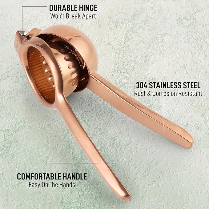 Zulay Extra Large Lemon Squeezer Stainless Steel - Easy Squeeze Heavy Duty Lemon Juicer Hand Press - Ergonomic Citrus Squeezer & Fruit Juicer for Small Oranges, Lemons, & Limes