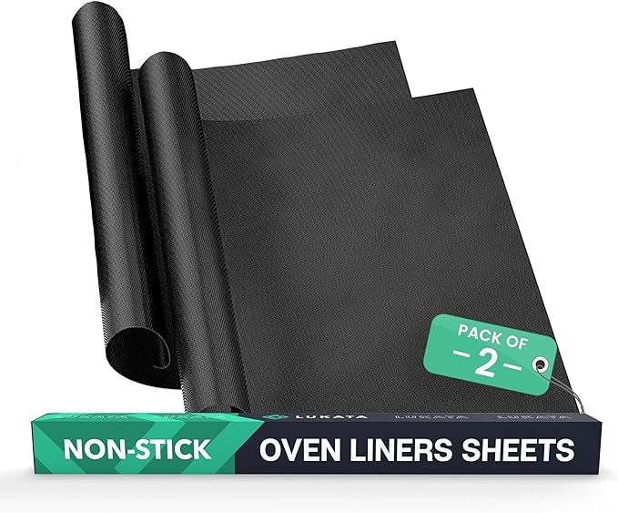 Large Heavy Duty Oven Liner (2 Pack) - 17” x 25” Non-Stick Teflon Reusable Liner for Electric Gas Toaster Ovens Grills - BPA & PFAS Free Kitchen Accessory to Keep Oven Clean