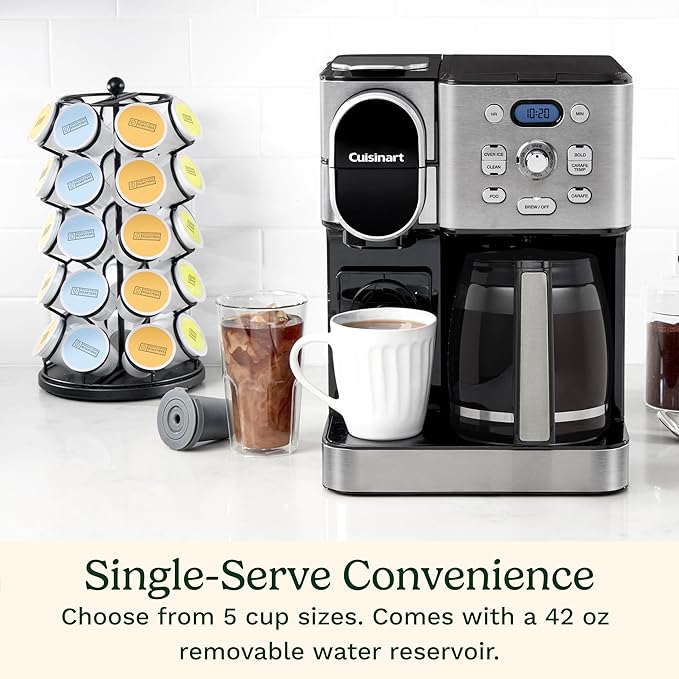 Cuisinart 12-Cup Coffee Maker, Single-Serve Brewer Glass Carafe, Automatic Hot & Iced Coffee Machine, Brew Strength Control and Brew Pause, SS-16, Stainless Steel