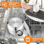 P&P CHEF Stainless Steel Stock Pot, 5 Qt Cooking Soup Pot with Visible Lid for Pasta, Tri-Ply Bottom & Dual Heatproof Handles, For Induction Gas All Stoves, Non-Toxic & Dishwasher Safe