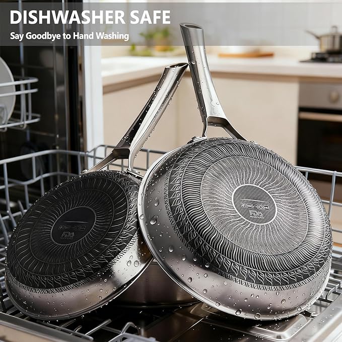 Bonnlo 10 Pieces Cookware Set, 3-Ply Stainless Steel Skillets Set, Non-Toxic Kitchen Set, Oven & Dishwasher Safe, Induction Cooking Set, PFOA & PTFE Free, Compatible for All Cooktops