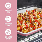 GreenLife Bakeware 18” x 13” Half Cookie Sheet Baking Pan, Non-Toxic PFAS-Free Healthy Ceramic Nonstick, Oven Safe to 450°F, Easy Release, Even Heating, Easy Clean, Pink