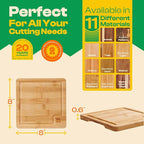 Riveira Brown Bamboo Wood Cutting Board – Gourmet Bamboo Grandeur: 8 x 8 Wooden Cutting Board – Wooden Cutting Boards For Kitchen Decorative – Innovative Juice Grooves Wooden Chopping Board