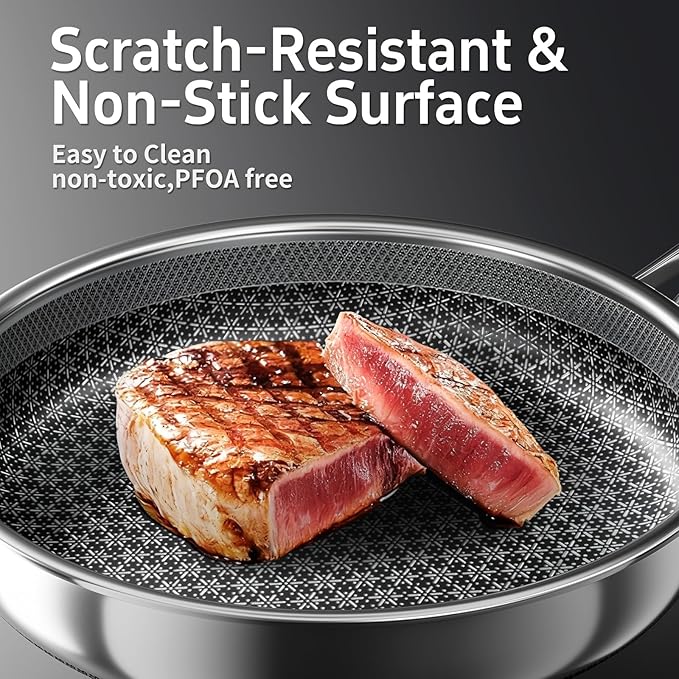 17-Piece 5 Ply Stainless Steel Cookware Set with Lids, Pots and Pans Set Non Stick, Non-Toxic, for Induction, Oven, Dishwasher Safe, RV Essentials, Kitchen Appliances