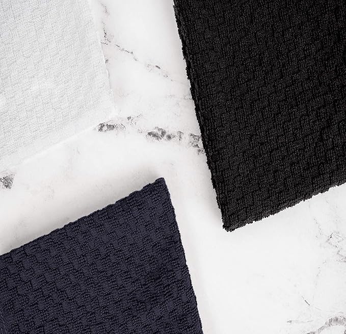 [12 Pack] Cotton Kitchen Towels - Waffle Weave for Embroidery Absorbent Terry Cloth Dish Towels for Washing Hand and Drying Dishes Rags 15x26 Inches, Navy