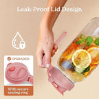 SMIRLY 64 oz Mason Jar Pitcher,Glass Pitcher with Wide Mouth,Water Jug with Double Leak Proof Lid for Iced Coffee,Hot Water,Breast Milk