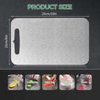 Double-Sided 100% Titanium Cutting Board – Pure Titanium Cutting Boards for Kitchen- Elegant Cutting Board with Presentation Surface (Small)