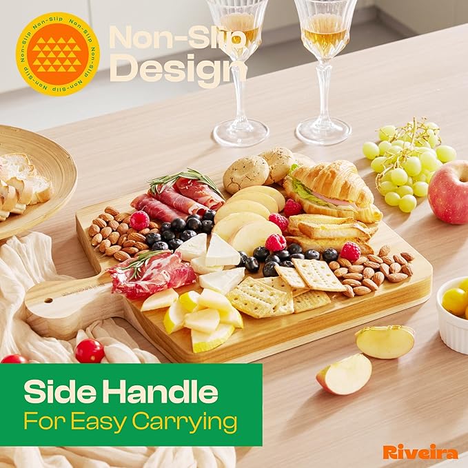 Riveira Teak Wood Cutting Board – Gourmet Teak Grandeur: 17 x 13 Wooden Cutting Board – Natural Wooden Cutting Boards For Kitchen Decorative – Innovative Juice Grooves Teak Wooden Chopping Board