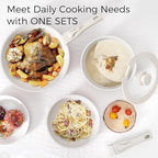 15Pcs Pots and Pans Set Non Stick, Cookware Sets with Detachable Handle, Nonstick RV Kitchen Cooking Tools Removable Handles, Oven Safe, Induction Fast, Stackable Induction Cookware, Tangerine