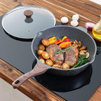 SENSARTE Nonstick Deep Frying Pan Skillet, 12-inch Saute Pan with Lid, Stay-cool Handle, Chef Pan Healthy Stone Cookware Cooking Pan, Induction Compatible, PFOA Free