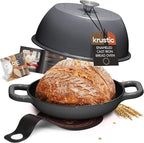 Enameled Cast Iron Dutch Oven for Sourdough Bread Baking | 6 Quart Pot with Lid | 10 Inch Ceramic Enamel Thick Coated Cookware Set with Non Stick Silicone Baking Mat for Cooking (Grey)