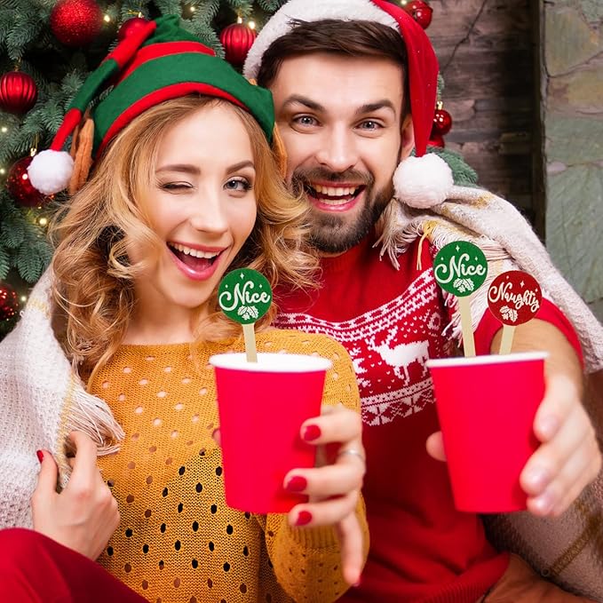 Jinei 120 Pcs Christmas Wooden Coffee Stirrers Wood Cocktail Coffee Stir Sticks Disposable Drink Stirrers for Stirring Hot Chocolate Milkshake Restaurant Home Office (Classic Style)