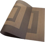 PIGCHCY Placemats Set of 6,Washable Woven Vinyl Kitchen Table Mats Non Slip Durable Placemats Heat Resistant Placemats for Dining Table(Coffee Brown)