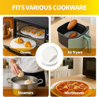 200 PCS Non-Stick Bamboo Steamer Paper, 10" Round Liners with Holes for Steamer Basket, Air Fryer, Bamboo Steamers, and Oven Use