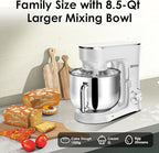 Kitchen in the Box Stand Mixer, 900W 8.5 QT Kitchen Electric Mixer, 10-Speed Large Capacity Tilt-head Food Mixer with Dough Hook, Wire Whip, Flat Beater & Splash Guard (White)