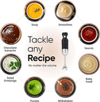 Handheld Immersion Blender 220W - 7” Stainless Steel with 8 Speeds - 110V + 1-Yr Coverage and 24/7 Pro Chef Support
