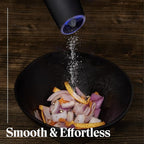 Willow & Everett Electric Salt and Pepper Grinder Set - 2 Battery-Operated, Automatic Salt and Pepper Shakers - Black and Stainless Steel Gravity Electric Salt Grinder & Pepper Mill for Seasoning