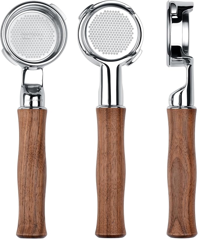 Normcore 58mm Slim Naked Portafilter with 18g Precision High Extraction Basket Fits Gaggia Classic Pro, Gaggia Carezza, Gaggia Cubika Plus Espresso Machines, Upgraded American Walnut Handle