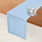 D'Moksha Homes Linen Table Runner 60 Inches - 100% Pure Linen Powder Blue Table Runner 14 x 60 Inch for Coffee Tables, Dresser, Summer, Fall and Halloween - Machine Washable