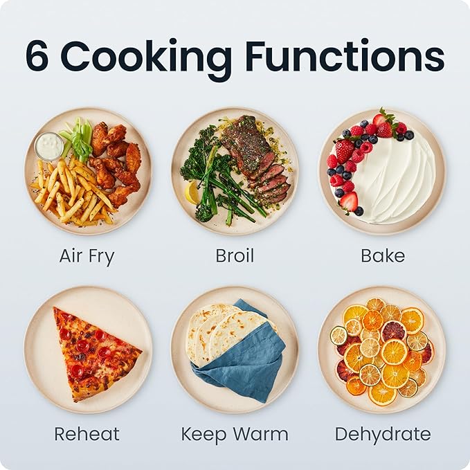 Chefman Crispinator Air Fryer 6-in-1 with 8 Qt capacity, 450°F Max Temp with TurboFry Pro Technology for Fast and Even Results, Viewing Window, Nonstick Ceramic Basket, 10-Pc Liner Starter Pack