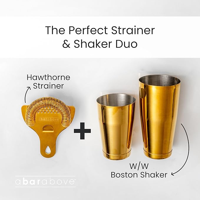 A Bar Above Professional Boston Shakers Set 18 oz Weighted Stainless Steel Cocktail Shaker Set for Bartenders, Premium 304 Steel Bar Shaker, Essential Bartending Tools for Mixing Drinks