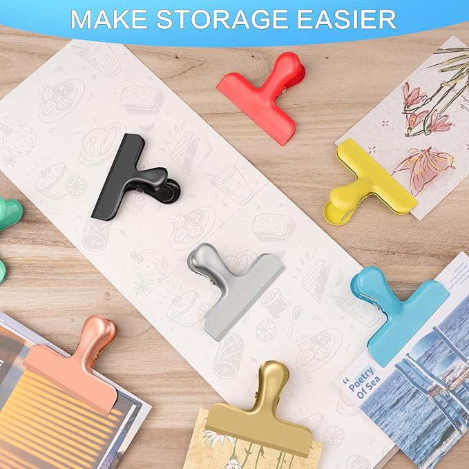 24 Pack Chip Clips, Stainless Steel Bag Clips for Food, Chip Bag Clip Heavy Duty, Food Clip Ideal for Kitchen Office Storage(Black)