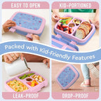 Bentgo Kids Prints Leak-Proof, 5-Compartment Bento-Style Kids Lunch Box - Ideal Portion Sizes for Ages 3-7, Durable, Drop-Proof, Dishwasher Safe, & PFAS & BPA-Free Materials (Lavender Galaxy)