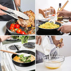 E-far Kitchen Utensils Set of 12, Silicone Cooking Utensils with Holder, Non-stick Cookware Friendly & Heat Resistant, Includes Spatula Tong Whisk Ladle Brush Slotted Turner Spoon (White)