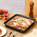 3 Pcs Detroit Style Pizza Pan 10 x 10 x 1.8 in Hard Rectangular Deep Pizza Pans Non Stick Sicilian Style Pizza Pan Dish Pre Seasoned Bakeware Kitchenware