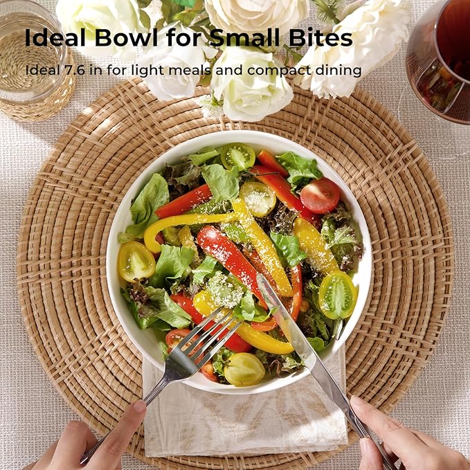 Y YHY Pasta Bowls, 22 Ounce Salad White Bowl Plates Set of 6, Porcelain Dishes for Serving Dinner - Dinnerware Sets Microwave Dishwasher Safe Thanksgiving Day Gift