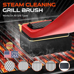 Grill Brush Bristle-Free Steam Cleaning, BBQ Brush Replaceable Heat-Resistant Kevlar Head with Grill Scraper Safe Barbecue Grill Cleaner-Red