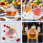 6 Chamber 2.34" 3D Death Star Ball Ice Cube Tray With Funnel,Large Round Ice Ball Molds Silicone Fun Shapes Whiskey Circle Ice Tray,For Chilling Whiskey,Cocktails,Bourbon,Brandy and Beverages
