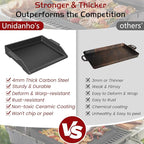 Cast Iron Griddle, Universal Stove Top Flat Griddle Charcoal Gas Grill Pan Insert for Weber Charbroil Nexgrill Replacement Parts Cooking Plate Outdoor Camp Tailgating Teppanyaki Accessory 17" x 13"