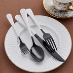20-Piece Black Silverware Set 18/0 Stainless Steel Flatware White Handle Cutlery Set Service for 4 Dinner Knives Forks Spoons Set Mirror Finish Dishwasher Safe