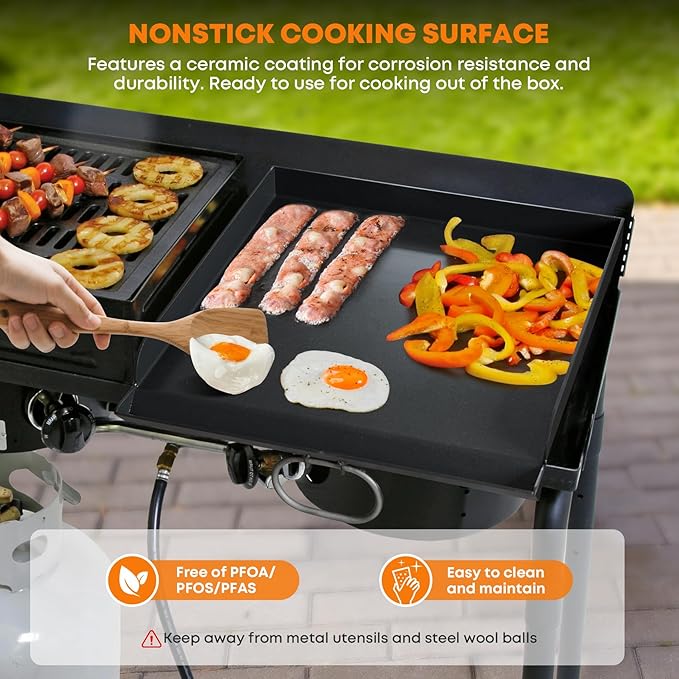 Stanbroil Universal 1-Burner Griddle, Nonstick Flat Top Griddle for Camp Chef and most 16" Deep Camping Stoves, Black