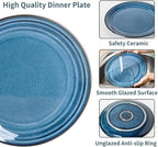 glowworm 10 Inch Ceramic Dinner Plates Set of 4, Salad Plates for Steak, Pasta, Microwave, Oven & Dishwasher Safe, Scratch Resistant, Navy Blue