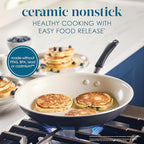 Rachael Ray Cucina Ceramic Nonstick Frying Pan/Skillet, 12.5 Inch Non Stick Open Fry Pan, Dishwasher Safe - Peppercorn