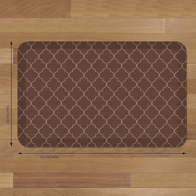 NewLife by GelPro Anti-Fatigue Designer Comfort Kitchen Floor Mat, 20x32”, Trellis Walnut Stain Resistant Surface with 3/4” Thick Ergo-foam Core for Health and Wellness