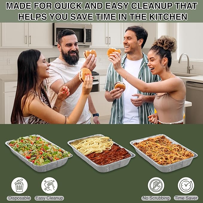 INFINITY EL 20.5" x 12.5" x 2.5" Disposable Aluminum Pans (Full Size-Medium/10 Pack) - Aluminum Serving Tray for Catering, Baking & Meal Prep - Heavy Duty Aluminum Foil Pans