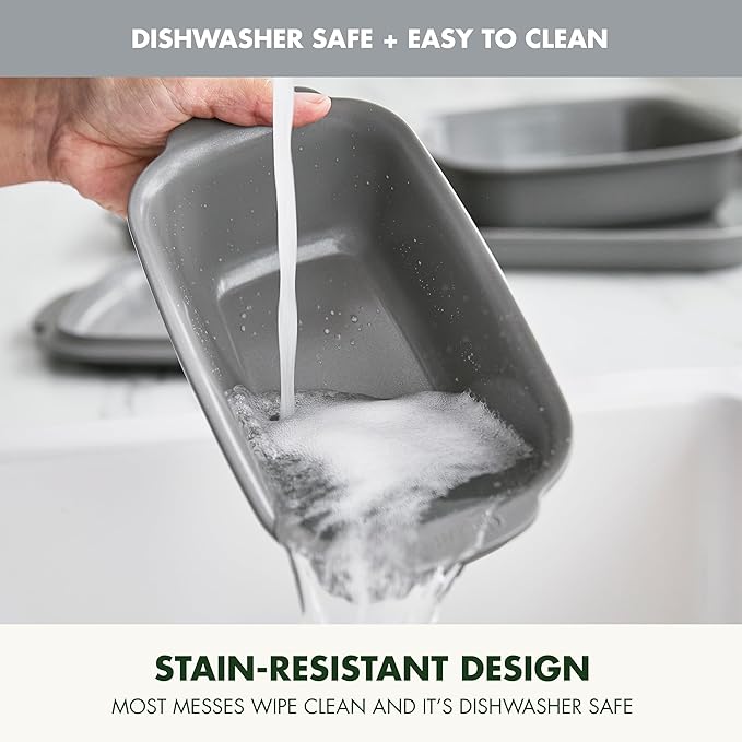 GreenPan Premiere Ovenware Healthy Ceramic Nonstick 1 lb. Loaf Baking Pan, PFOA & PFAS-Free, Warp-Free Bakeware, Durable Quick Heating Baking Tray, Oven and Broiler Safe to 600F, Dishwasher Safe, Gray