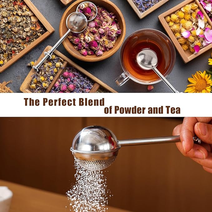 Flour Duster for Baking, Powdered Sugar Flour flour Sifter powdered sugar shaker duster Stainless Steel Spring Loaded One-Handed Duster Flour Dispenser Shaker for Powdered Sugar Spices & Tea Filtering