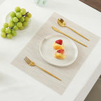 Leetaltree Pale Beige Placemats Set of 8 - Heat Resistant Non-Slip Place mats for Dining Table, Washable Durable PVC Vinyl Woven Table Mats（Pale Beige, 8）