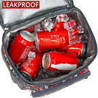 FlowFly Double Layer Cooler Insulated Lunch Bag Adult Lunch Box Large Tote Bag for Men, Women, With Adjustable Strap,Front Pocket and Dual Large Mesh Side Pockets