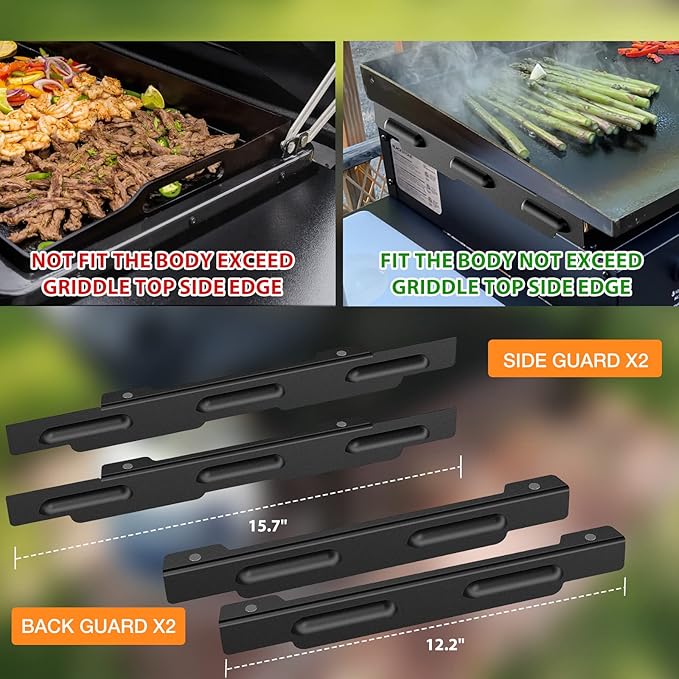 Upgradad Wind Guard for Blackstone 28 Inch Griddle,Blackstone Griddle Accessories Magnetic Stainless Steel for Grill,Wind Screen Protect Flame,Saving Propane,Compatible with Hood,Black