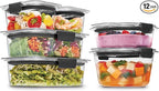 Rubbermaid Brilliance® Round and Rectangular Leak Proof Food Storage Containers, 12 Piece Set