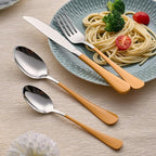 20-Piece Orange Silverware Set 18/0 Stainless Steel Silverware Set Orange Handle Cutlery Set Service for 4 Dinner Knives Forks Spoons Set Flatware Set Finish Dishwasher Safe