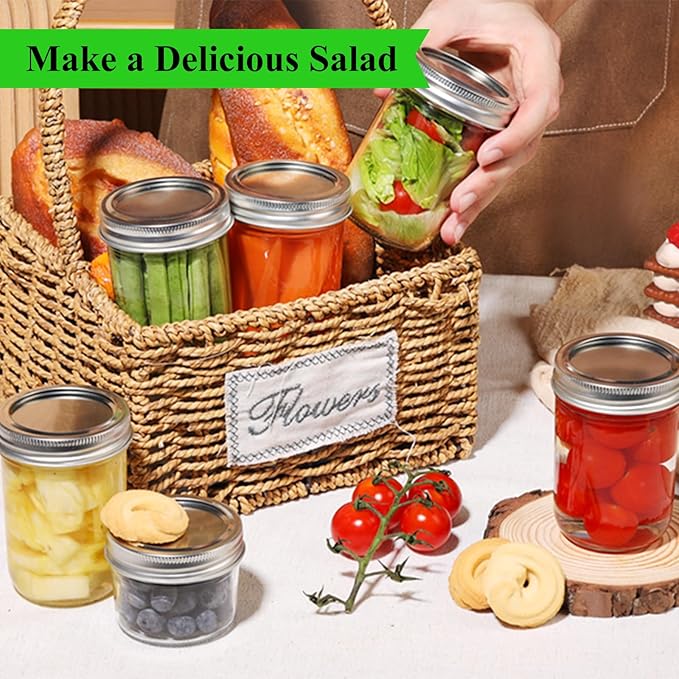 100-Count Canning Lids, Wide Mouth Mason Jars Lids for Ball/Kerr Jar, Large Mouth and Split-Type (Only Lids)