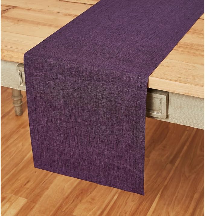 Solino Home Linen Table Runner 48 Inches - 100% Pure Linen Grape Table Runner 14 x 48 Inch Ideal for Dresser and Coffee Tables - Summer, Fall, Autumn, Halloween - Athena