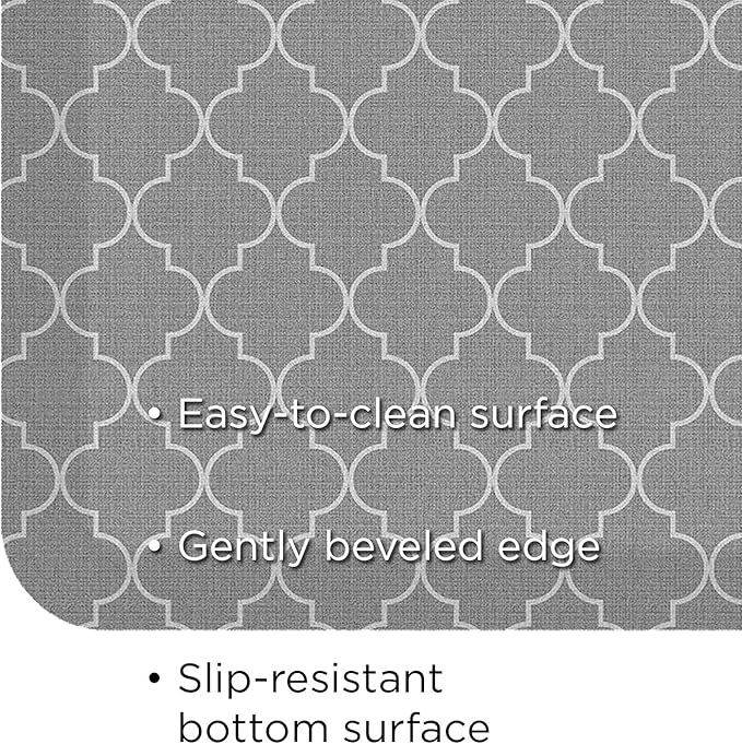 NewLife by GelPro Anti-Fatigue Designer Comfort Kitchen Floor Mat, 20x32”, Trellis Grey Resistant Surface with 3/4” Thick Ergo-Foam Core for Health and Wellness